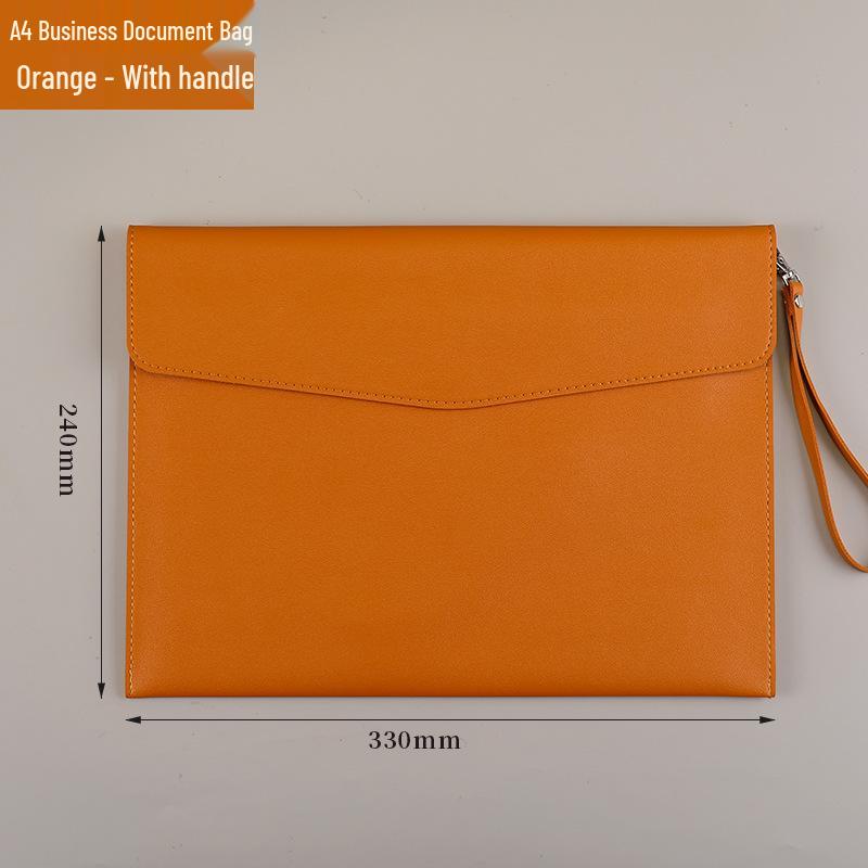 A4 Waterproof PU Leather Briefcase with Snap Closure for Office Documents, Custom Logo Available