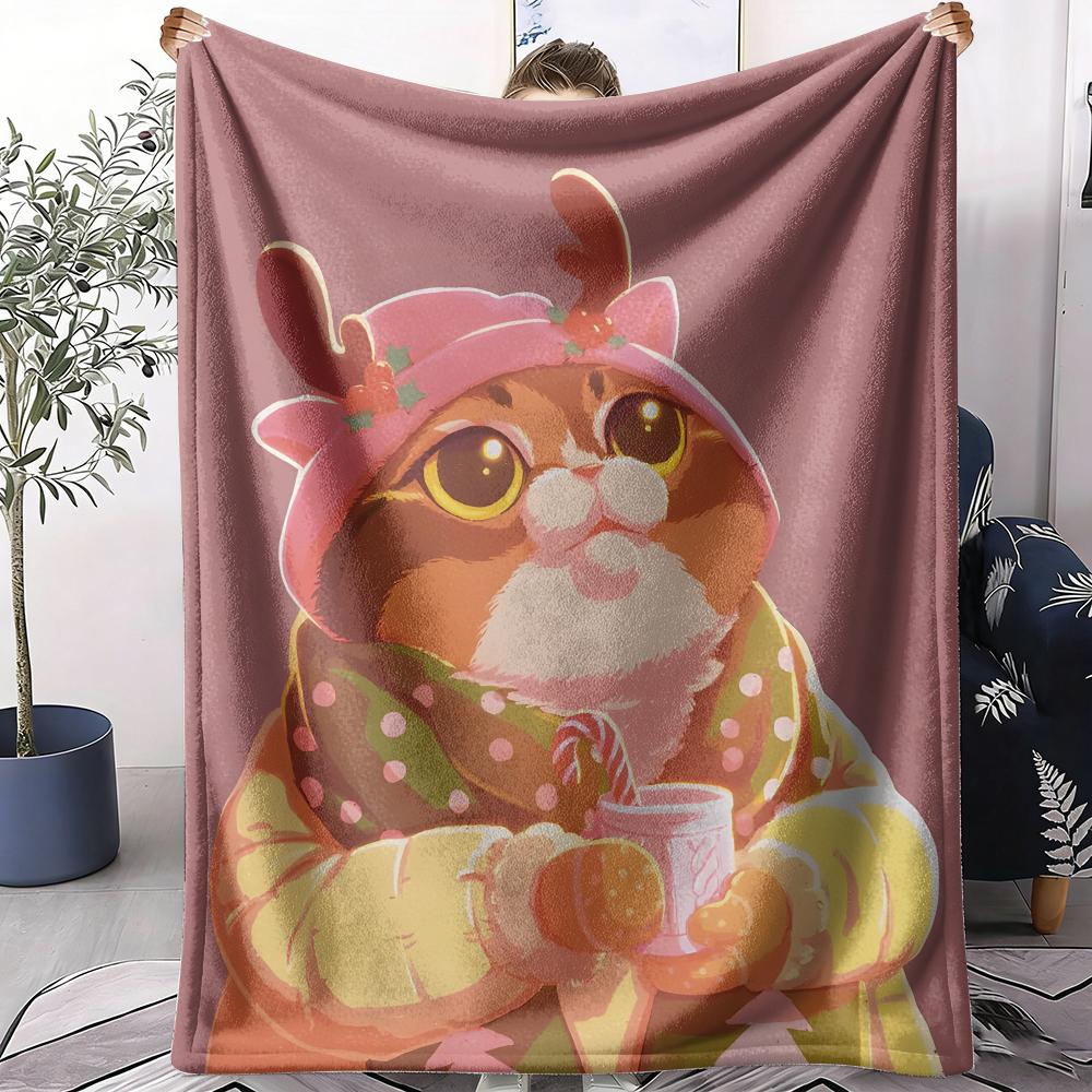 Funny Cats Throw Soft Flannel Throw Summer AC Blanket Lightweight Cool Nap Blanket for Sofa Bed Couch Travel 75X95CM
