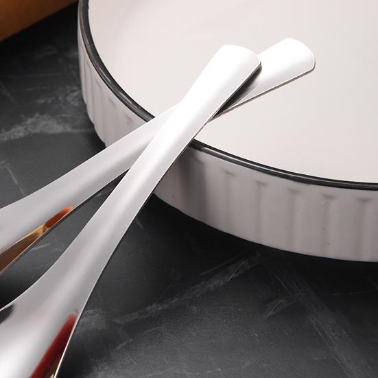 Stainless Steel Dinner Spoons Large Dessert Teaspoon with Round Edge Metal Cutlery for Home Kitchen Restaurant
