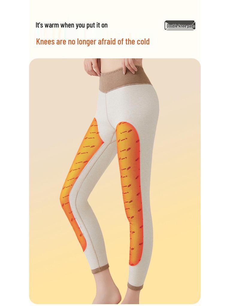 Extra Thick Fleece-Lined Thermal Pants with Knee Pads, Temperature Sensitive, High Elasticity, Slimming, Ideal for Cold Weather
