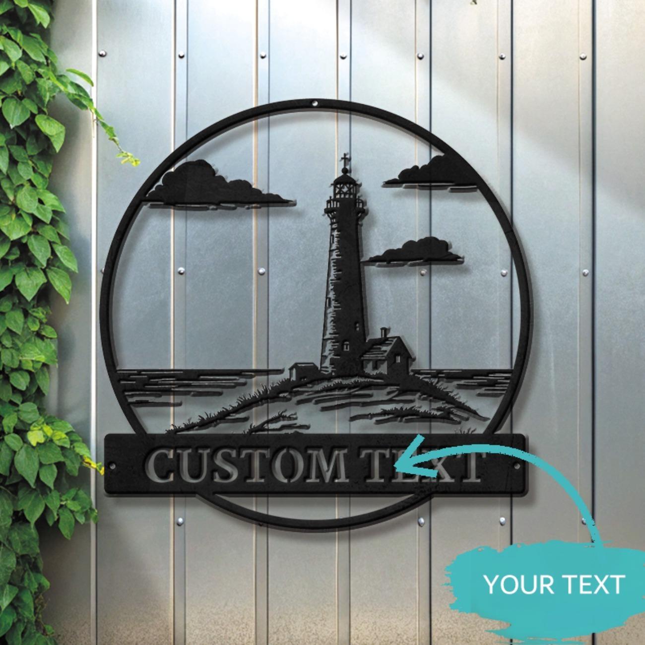 

Unique Nautical & Rustic Custom Metal Sign Lighthouse Silhouette Design Indoor Outdoor Beach House Decor S чёрный