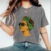 Women's Pure Cotton Washed Distressed T-shirt Men's and Women's Printed T-shirt