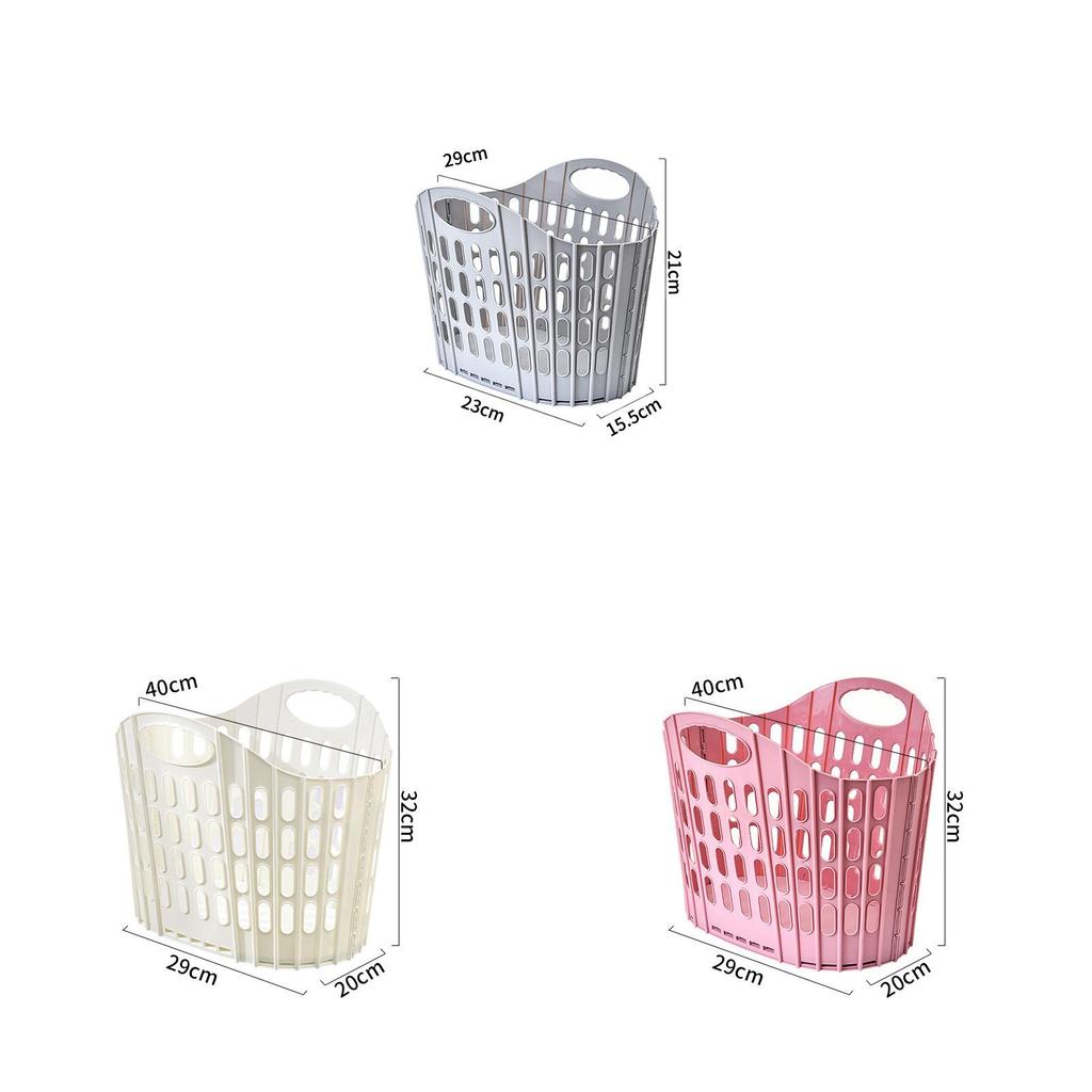 Plastic Collapsible Laundry Basket With Handle For Home Bathroom Storage And Wall Mounting