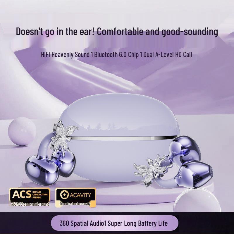 Diamond Buckle Bone Conduction Bluetooth Ear Clip: Noise Reduction, Low Latency, Lossless Sound Quality