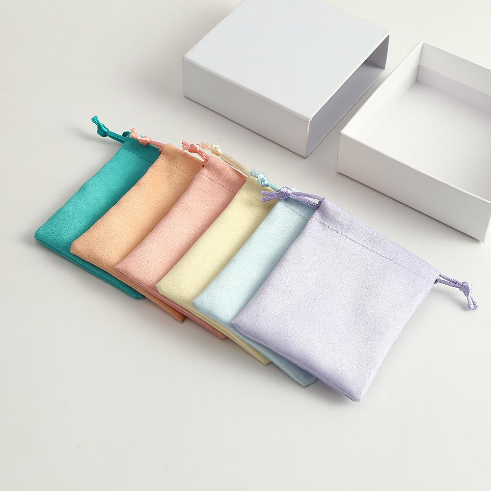 50pcs Flannel Jewelry Packaging Pouches Chic Purple Wedding Favor Gift Bag Velvet Drawstring Pouch for Cosmetic Makeup Eyelashes