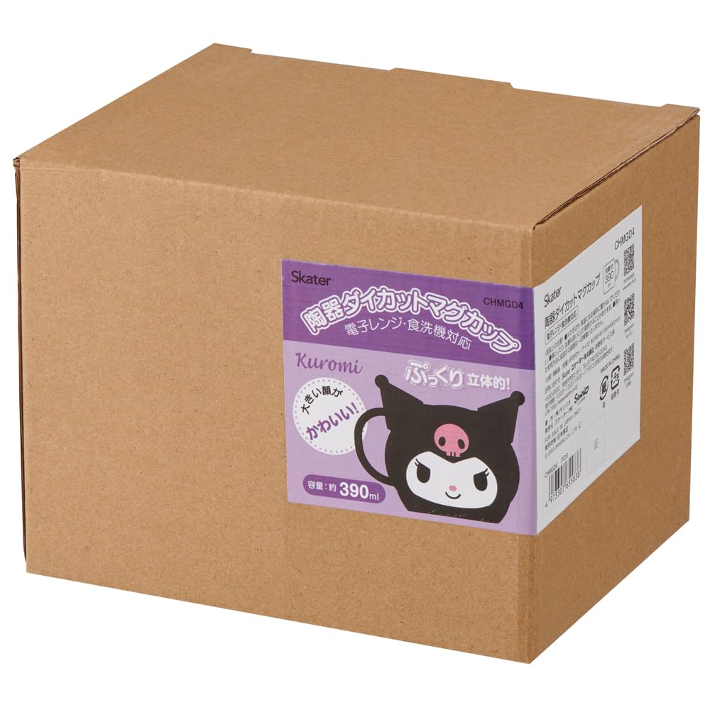 Skater Ceramic Mug 390ml Kuromi Sanrio Die-cut CHMGD4-A