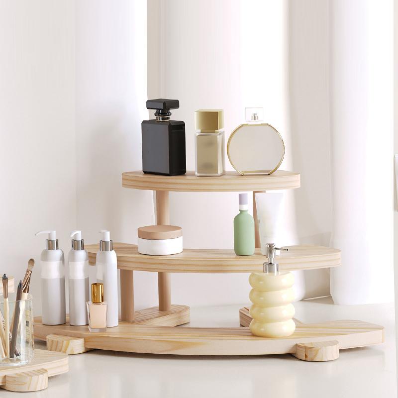 Two/Three Layer Wood Display Stand Toy Blind Box Organizer Cosmetic Perfume Display Shelf Organization Storage Decoration Holder