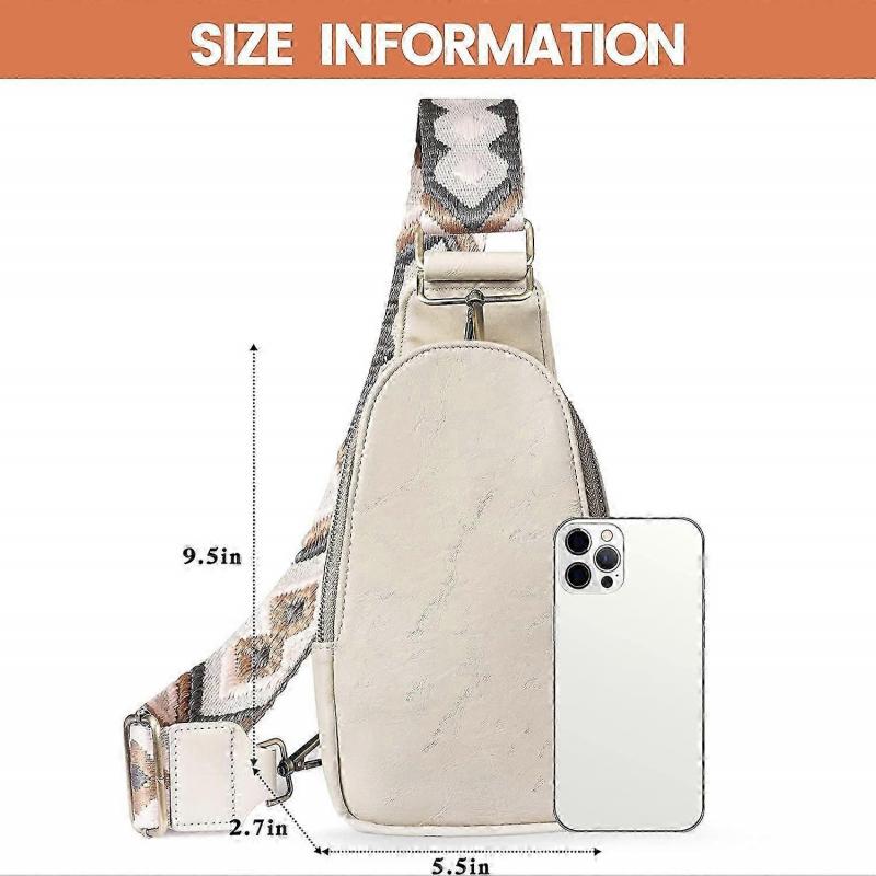 Bolsa Transversal para Mulheres Bolsa Transversal Pequena de Couro PU Mochila Transversal Multiusos Bolsa de Peito para Mulheres Ciclismo Caminhada (bege)