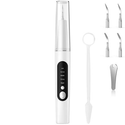 BOJNGEWIN Ultrazvukové zuby Pes USB 5 Nastavitelný LED Čištění IPX6 pro kočky a psy Čistič, Zubní kartáček, Dobíjecí, Režimy, Vestavěné osvětlení, Sada,