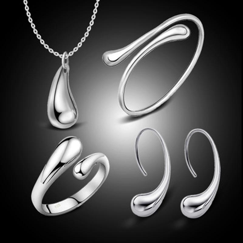 

Стиль Water Drop Модное Гальваническое Ожерелье Кольцо Крючок Кольцо Ювелирный Набор Капля Воды