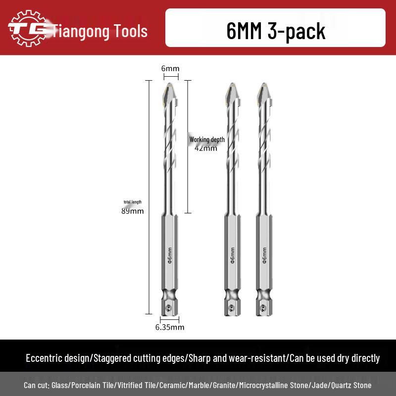 Eccentric Tile Drill Bit for Concrete, Cement, and Ceramic – Super Hard Alloy Triangle Impact.