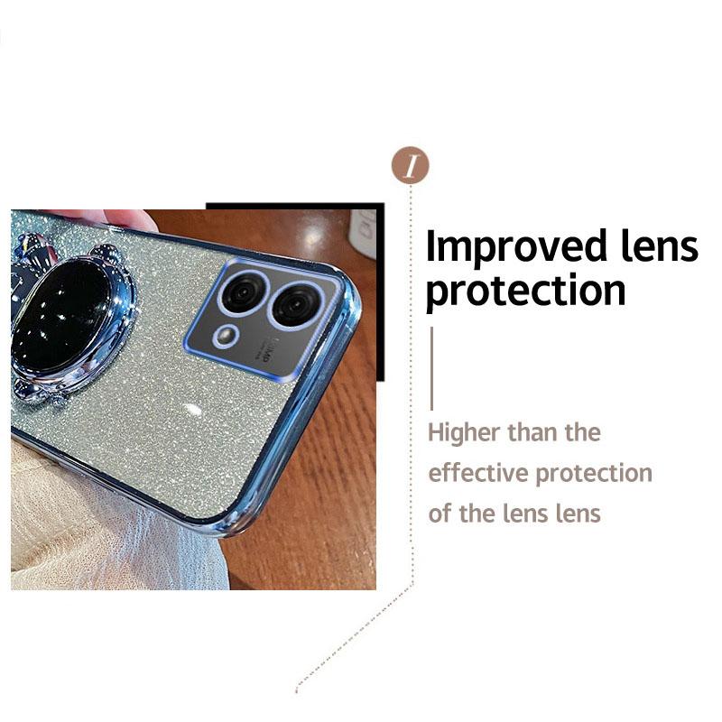 Pro Motorola Moto G84 5G Pouzdro s třpytivým práškem PC+TPU Astronautický stojánek Kryt na telefon