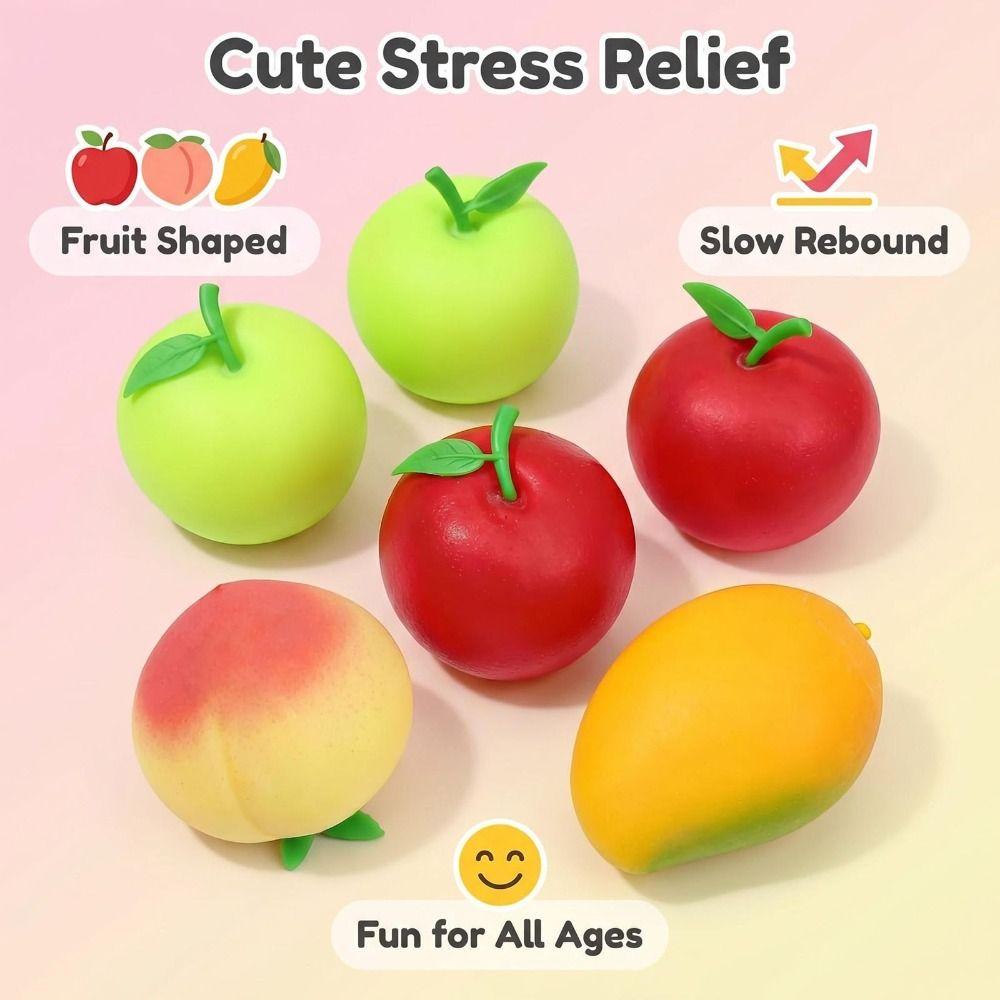 6Pcs Fruit Shape Stress Relieving Toy Slow Rebound Pinching Toy New Stress Ball Gift