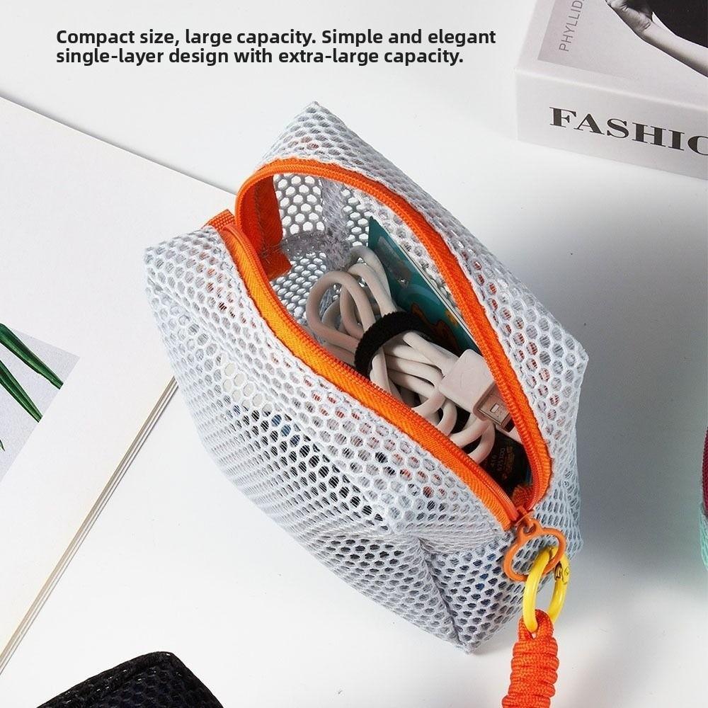 Kosmetiktasche aus Mesh mit großer Kapazität Dopamin-Farbe Geldbörse Robuste Aufbewahrungstasche