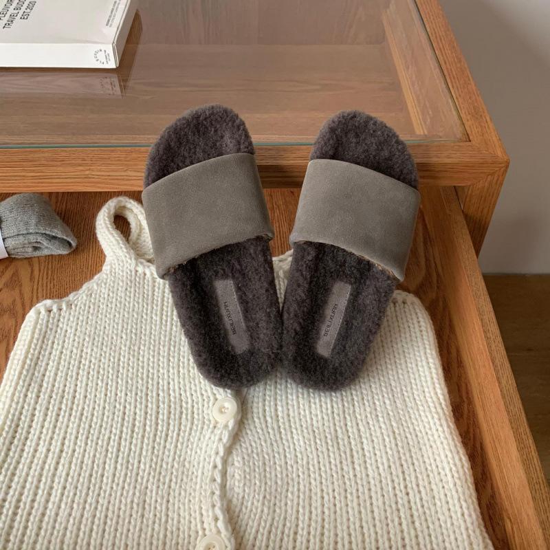 

Soft-soled French evening slippers wear lazy shoes 2025 not tired feet Birkencool slippers fluffy slippers tide 39 серый