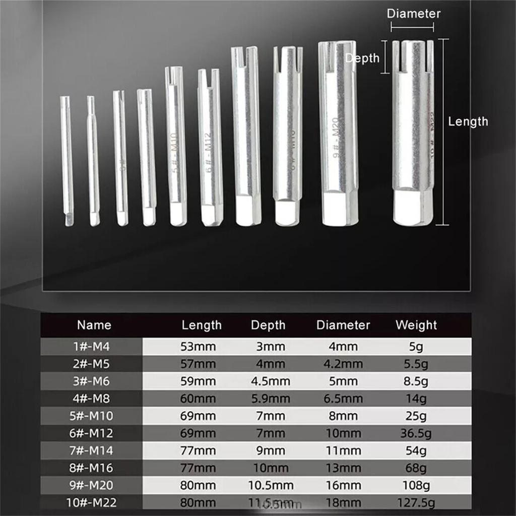 10-teiliges Gewindebohrer-Auszieher-Set Entferner für abgebrochene Schraubenköpfe Aufbewahrungsbox Quadratisch