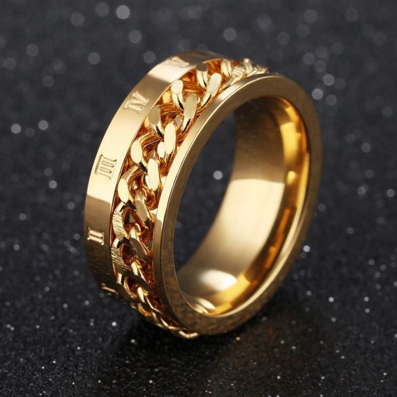 Rotatable Engraved Chain Bottle Opener Titanium Steel Ring Men's Stainless Steel Wine Opener Ring
