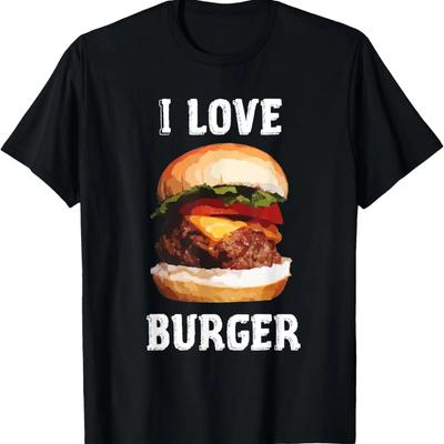 Rolig jag älskar hamburgare t-shirt - snabbmat t-shirt gåva t-shirt