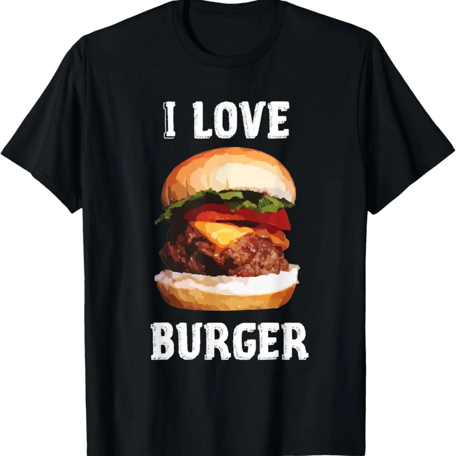 Funny I love Burger T-Shirt - Fast Food Shirt Gift T-Shirt S