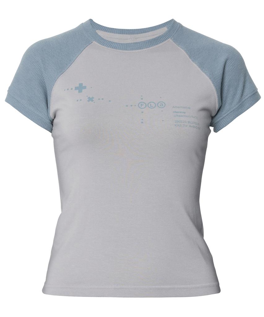 Peulleeoeob Muta Waffle Raglan T-Shirt (Fl-154_Gray&Sky)