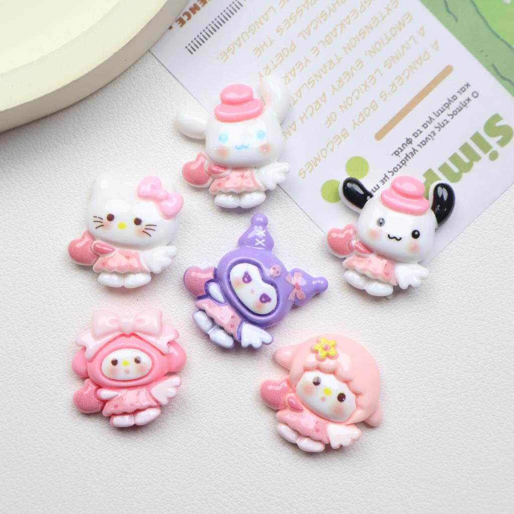 24/120PCS Cartoon DIY Resin Accessories, Heart-shaped Wings, Handmade Hair Clips, Phone Cases, Keychains, Jewelry Accessories