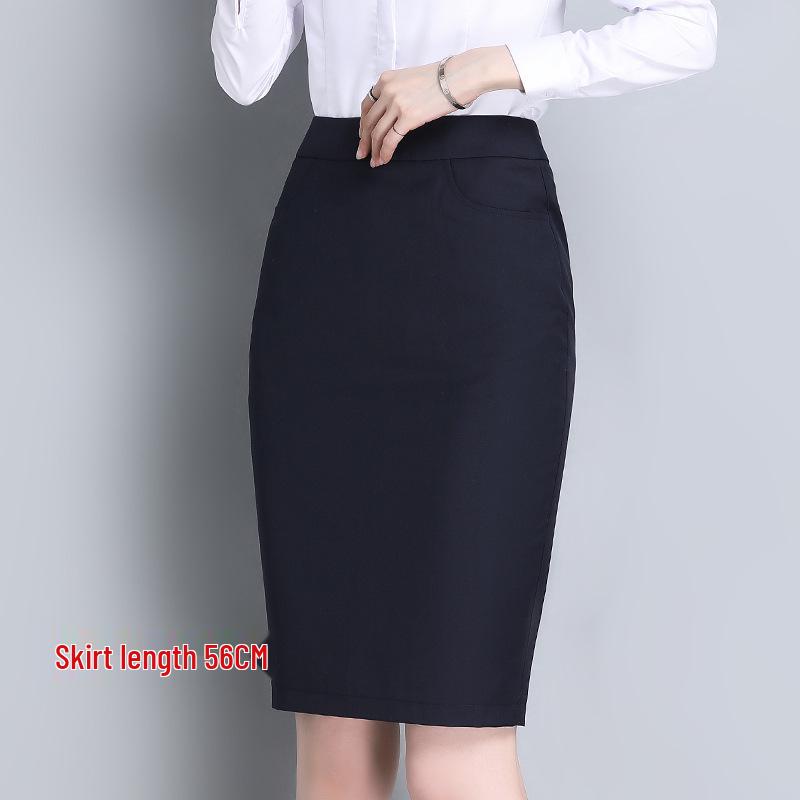 

Черная миди-юбка-карандаш с высокой талией - Облегающая бедра профессиональная одежда для женщин на весну/лето 4XL