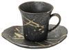 Hayashi Kinnosuke Shoten Mino cerâmica tigela de café e prato preto escova escova 801-25-41E