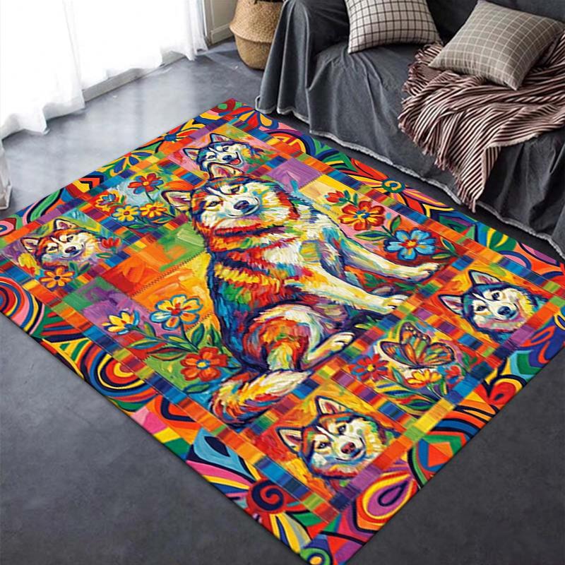 2025 New Husky Dog Carpet Rug for Living Room Bedroom Home Sofa Decoration,Kids play Non-slip Floor Mat58