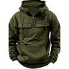 Men's Hooded Multi-Pocket Leather Patch Sweatshirt - European & American Style