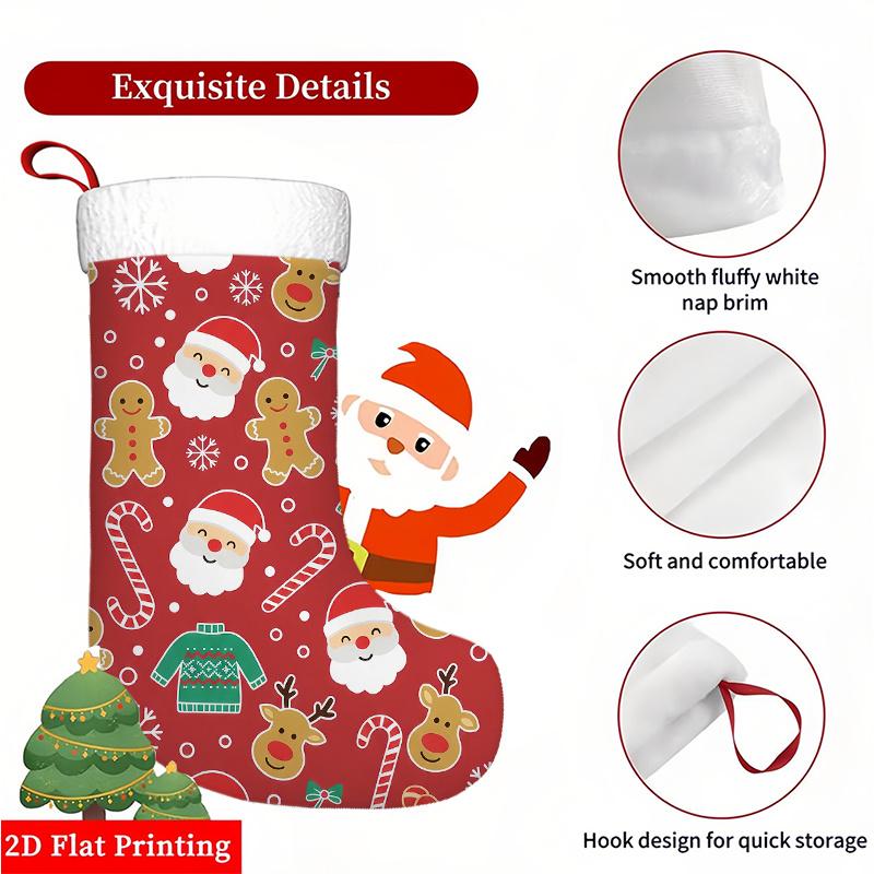 Christmas decoration fireplace hanging stocking1pc Burgundy Santa & Reindeer Christmas Stocking Suitable for W