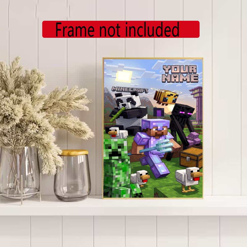 Minecraft Personalized Name Round Diamond Painting Kit Diamond Embroidery Painting Rhinestones Mosaic Frameless Handwork Decoration Arts