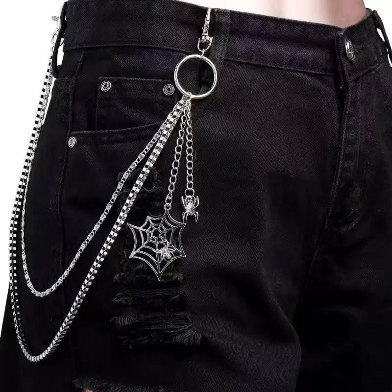 Cross-Border Halloween Punk Spider Web Multi-Layer Chain Accessory for Jeans