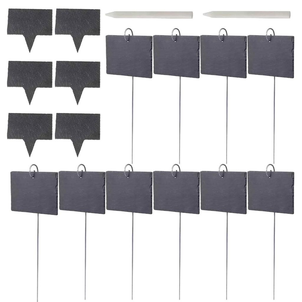 SALUDABLE Gardening Labels Black Name Plate Stone Plate Gardening Flower Bed Garden Picks 16pcs