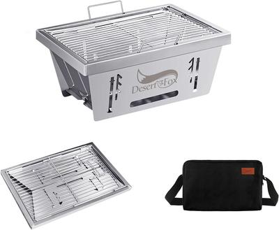 Folding BBQ Compatible with Igt BBQ and Fire Pit for Igt Three Height Two Stainless Steel Instant Deployment and Stainless Includes Storage KJSJ