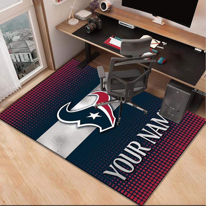 Custom NameHouston-Texans Artwork Carpet, Indoor Rug, Chair Rug, Living Rooms, Doormat Made From Polyester Home Decor Birthday Christmas Gifts