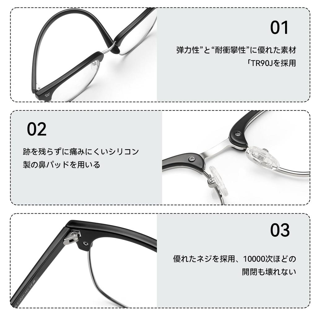 Blue Light Blocking Fashion Photochromic UV Computer Black [Dollger] Glasses, Glasses, Sunglasses, Protection, Non-Prescription, Ultra-Lightweight,