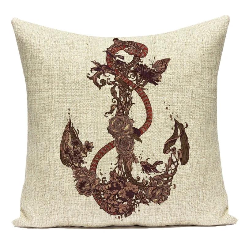 Nautical Anchor Rudder Cushion Cover Pillow Case Ocean Lighthouse Pillow Cover For Living Room Home Decorative Pillow Case