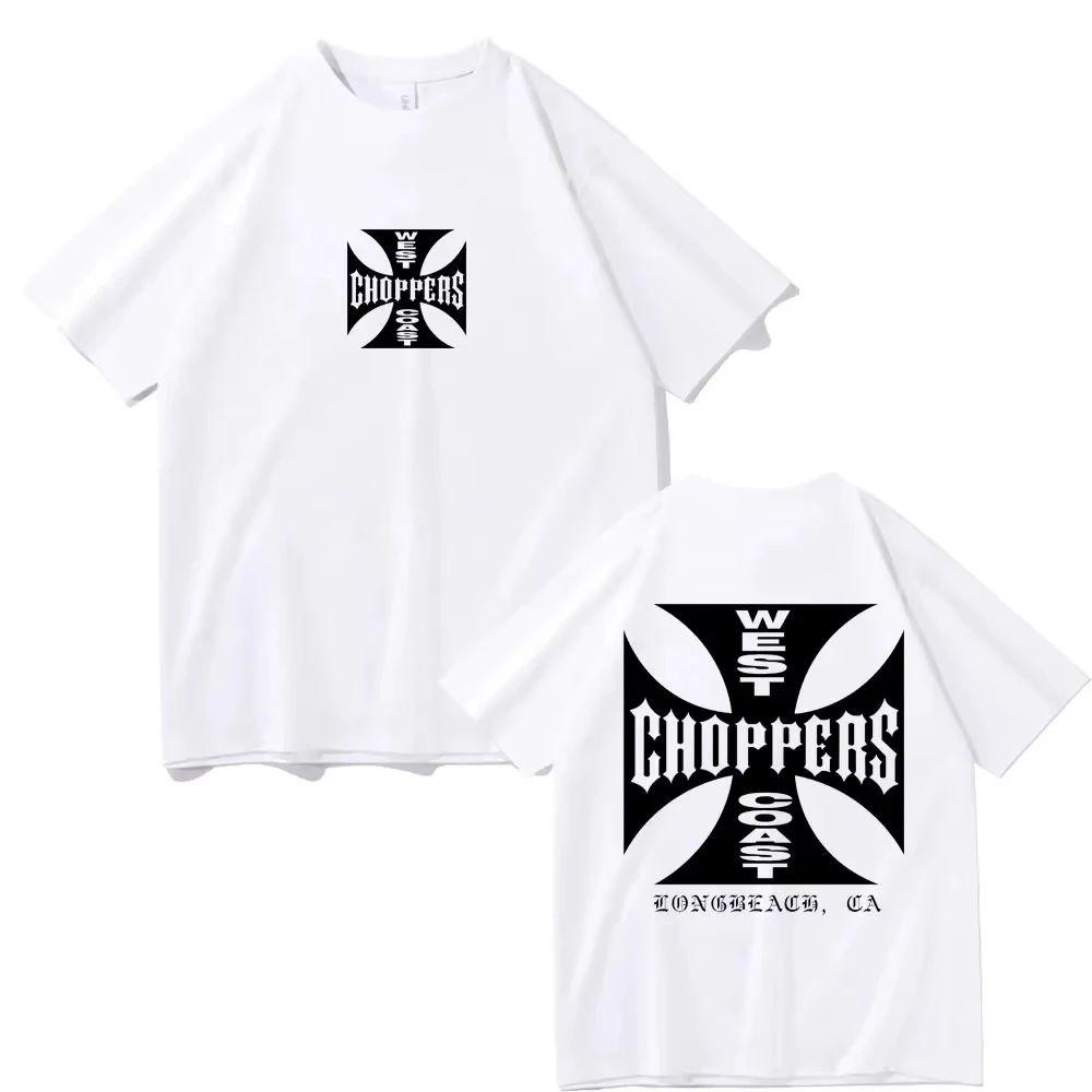 West Coast Choppers Cross Frame Potisk Tričko Pánské Hip Hop Streetwear Oversized Trička Módní Trička Pánské Fleecové Krátký Rukáv Dámské Pánské Oblečení
