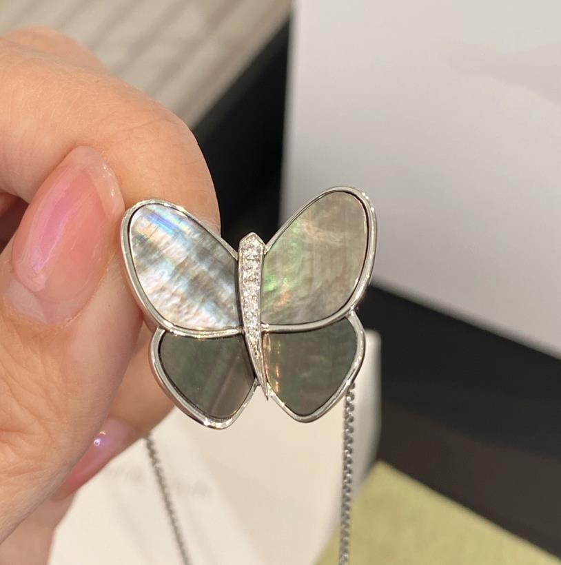 Top Quality Popular Brand Butterfly Gems Necklace Pure 925 Sliver Fashion Gift For Women Exquisite Luxury Zirconia Jewelry