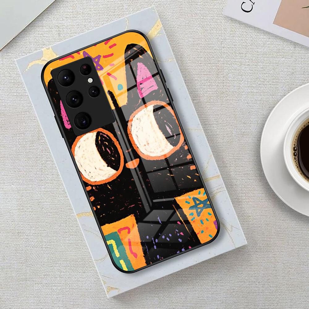 Cats Gathering Crayon Phone Case For Samsung S25 Edge Ultra 23 22 21 20 Ultra Plus S24 Fe A54 53 25 Glass Cover
