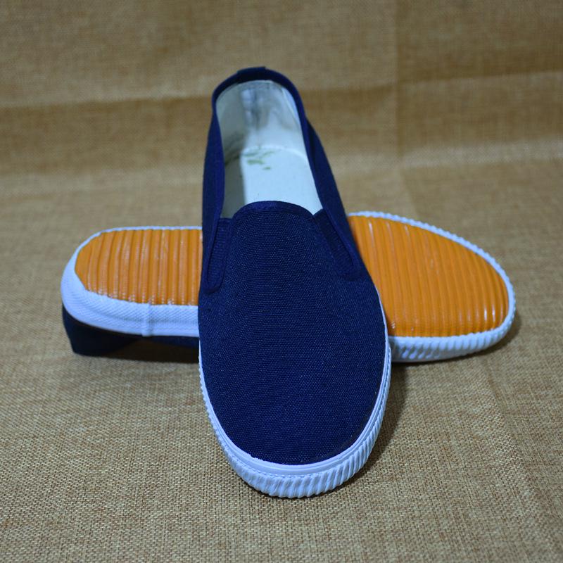 Non-Slip Blue Canvas Shoes for Clean Rooms - Large Size, Elastic Band for Men and Women