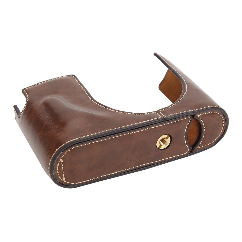 PU Leather Case Protective Half Body Cover Shell for Leica Q Cameracoffee