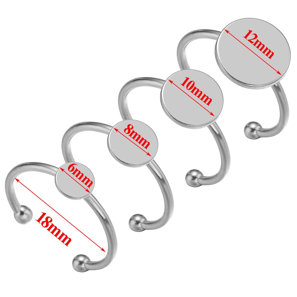 10Pcs No Fade Stainless Steel 6/8/10/12mm Rings Setting Cabochon Cameo Tray Bezel Blank Bases Jewelry Making Supplies Findings