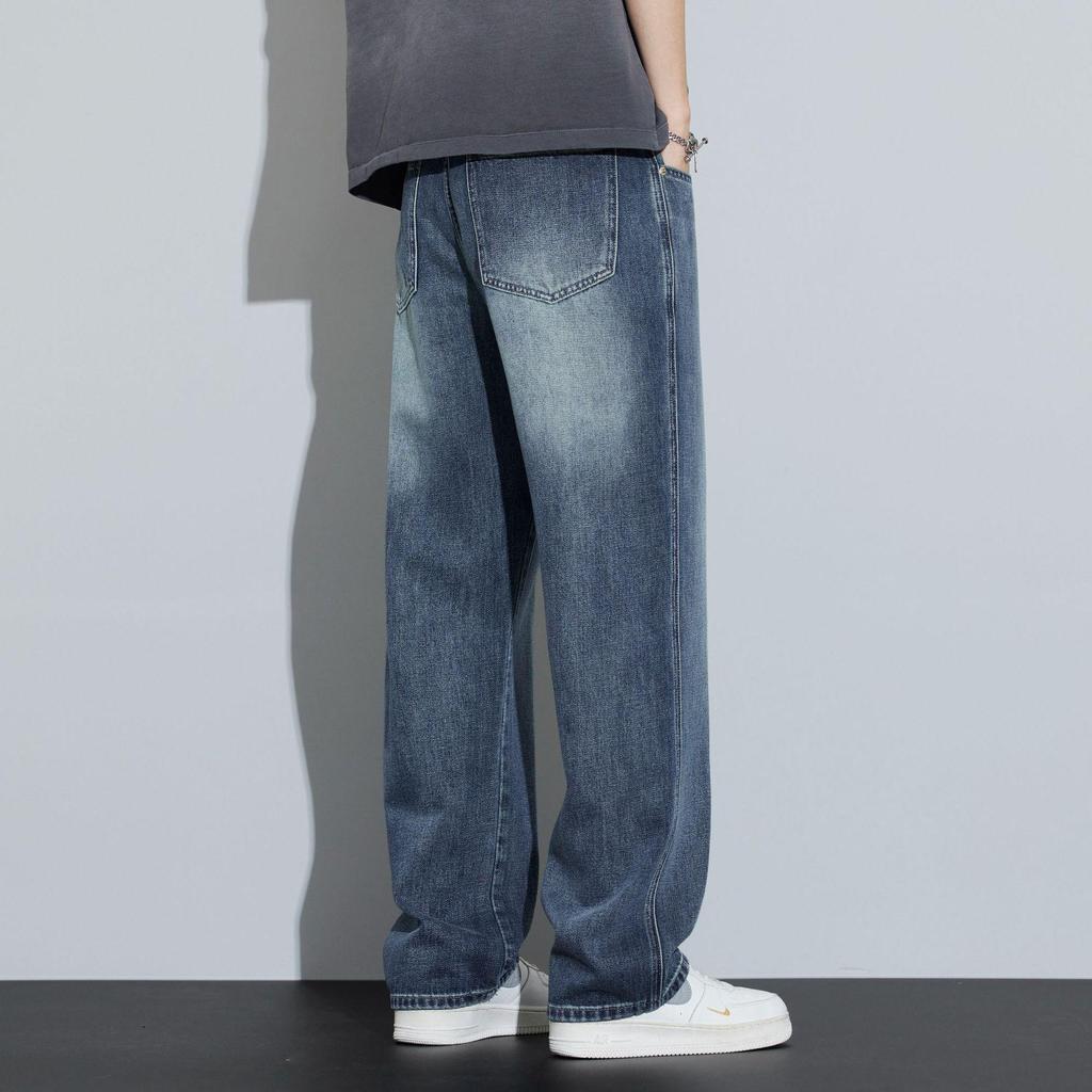 Spring-Summer Men's Trendy Loose Straight Jeans - Versatile Slimming Wide-Leg Casual Pants