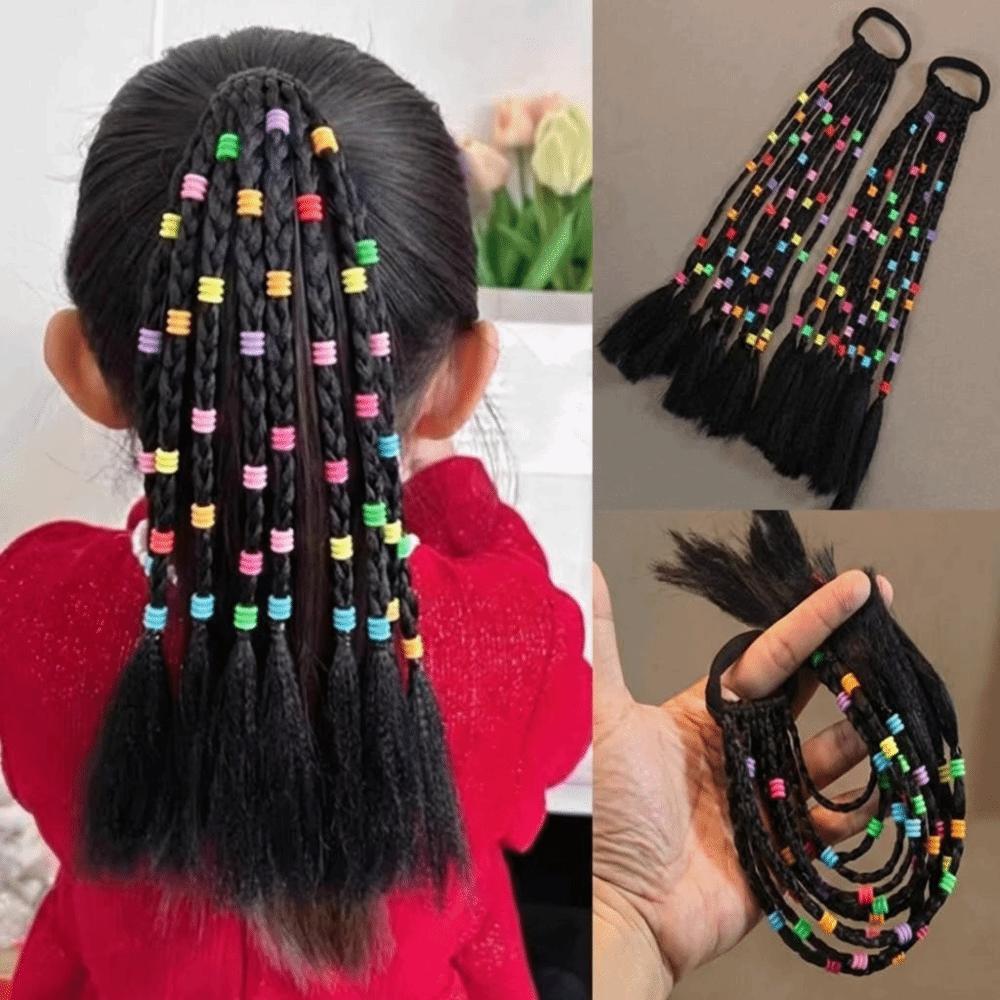 Natural Children Wig Braids Cute Girls Ponytail Headbands Girls Hair Ornament