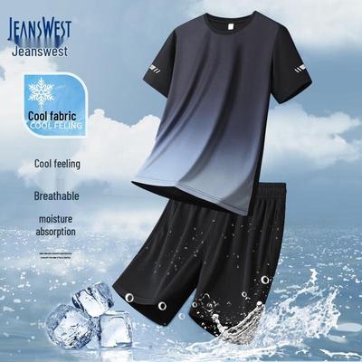 Jeanswest Men's Summer Ice Silk Sports T-shirt & Shorts Set