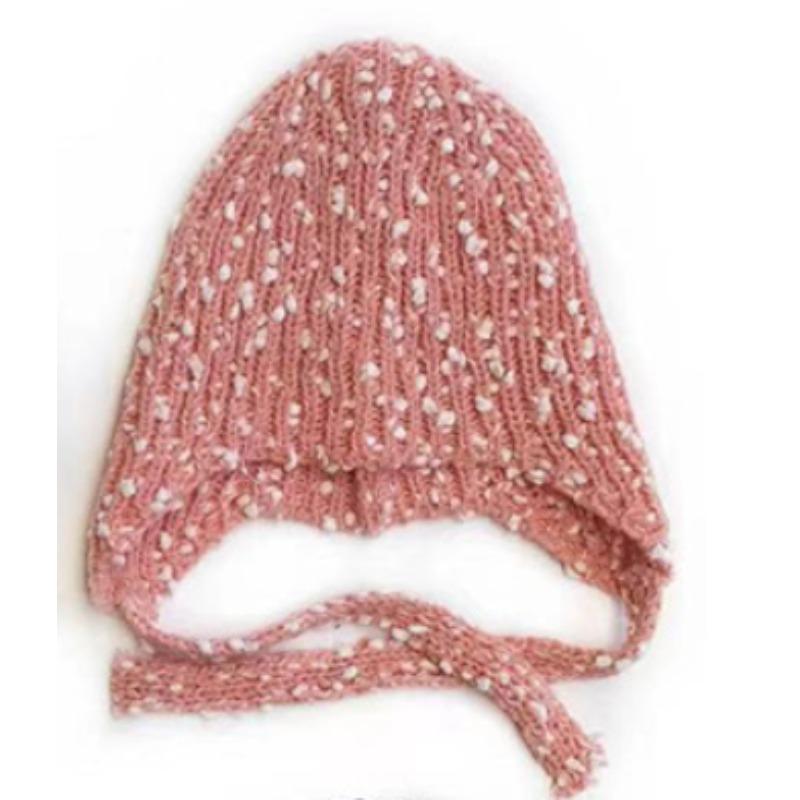 Korean Kids Winter Knit Hat Warm Ear Flap Beanie for Infants Baby Stocking Cap with Ribbed Design Newborn Photography Props