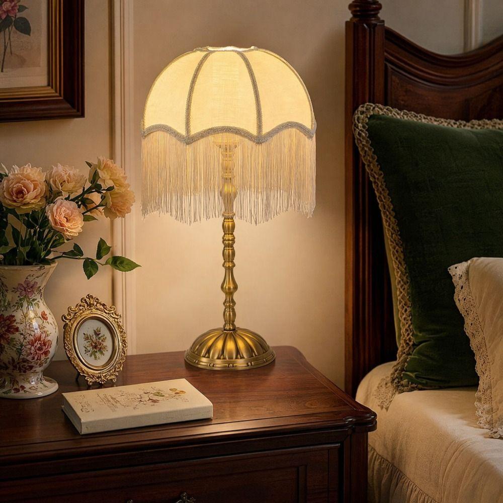20CM 25CM 30CM Fabric Lampshade European-style Retro Lampshade Tassels E27 Lampshade  Table Lamp