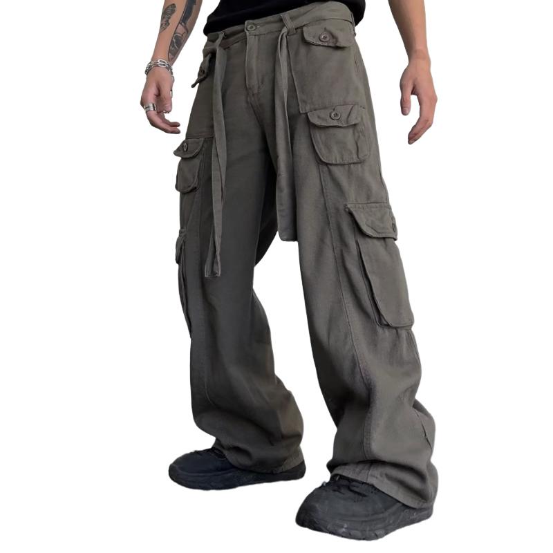 Men And Women Retro Large Pocket Overalls Wide Leg Pants Straight Summer New Fashion Casual Pants Japanese Harajuku Large Size