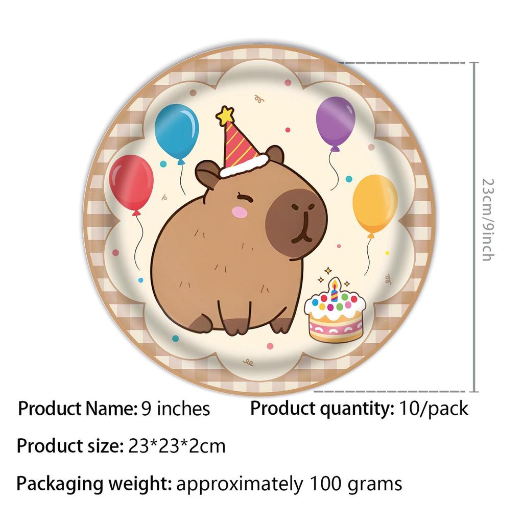 Capybara Party Tableware Set: Cute Disposable Tablecloth, Plates & Cups for Birthdays